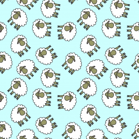 Seamless pattern with cute lambsのイラスト素材