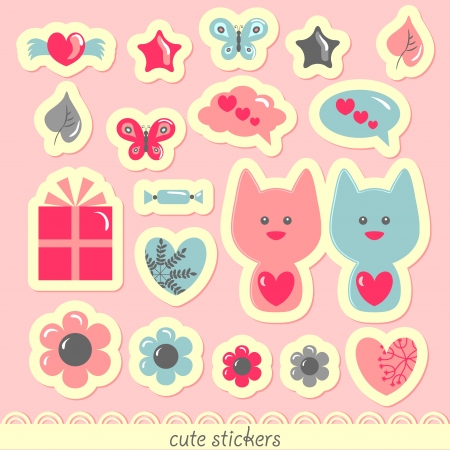Sweet romantic stickersのイラスト素材
