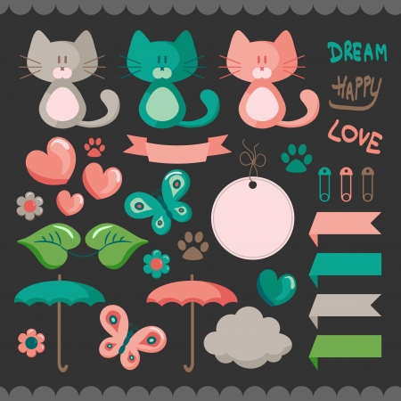 Sweet scrapbook elements setのイラスト素材