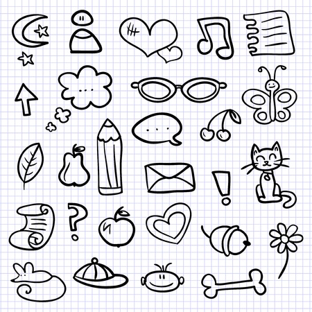 Hand drawn various elements setのイラスト素材
