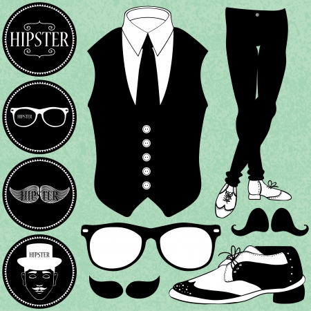 Set of various hipster style elements clothing and accesoriesのイラスト素材