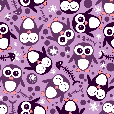 Seamless pattern with cute penguinsのイラスト素材