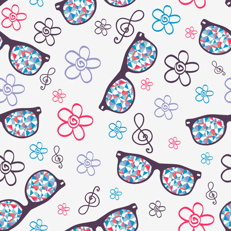 Stylish seamless pattern with glassesのイラスト素材