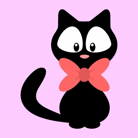 Cute black cat with a bowのイラスト素材