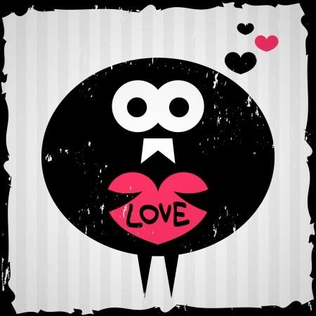 Bird holding a heart valentine cardのイラスト素材