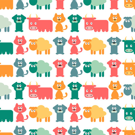 Seamless pattern with cute domestic animalsのイラスト素材