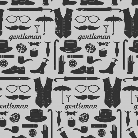 Seamless pattern with various elements for gentlemenのイラスト素材