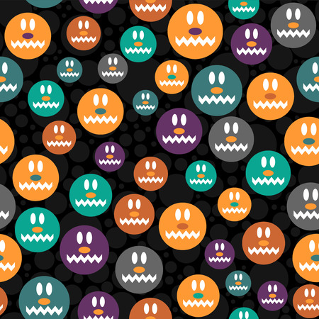 Funny seamless pattern with scary facesのイラスト素材