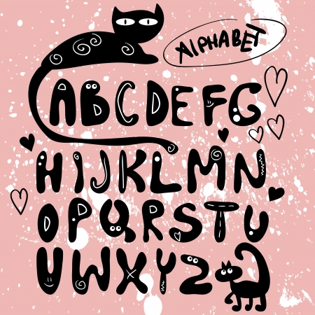 Funny hand drawn alphabet designのイラスト素材
