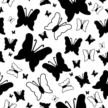 Seamless pattern with butterflies silhouettesのイラスト素材