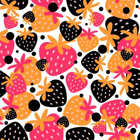 Cute seamless pattern with strawberriesのイラスト素材