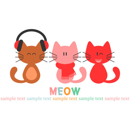 Card with three cute kittensのイラスト素材