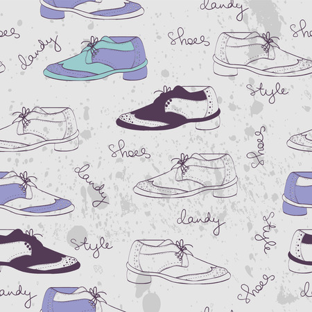 Vintage seamless pattern with male shoesのイラスト素材