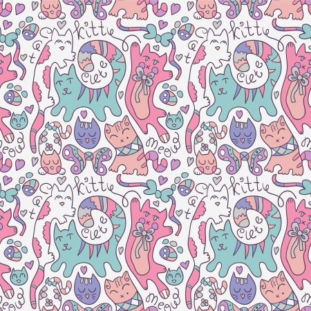 Seamless pattern with cute catsのイラスト素材