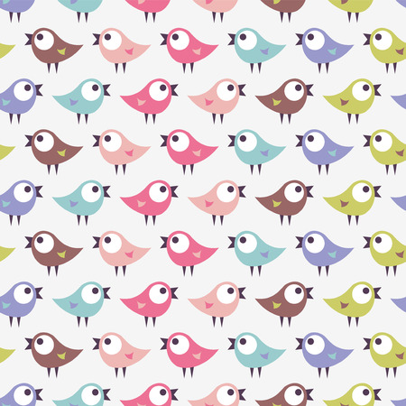 Seamless pattern with cute little birdsのイラスト素材