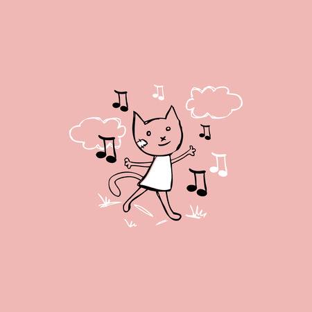 Image of a cute kitty singingのイラスト素材
