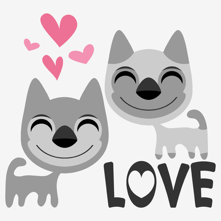 Two kittens in love illustrationのイラスト素材