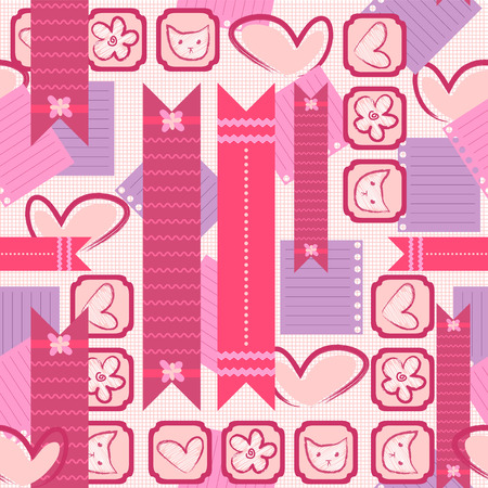Girl diary cute feminine seamless patternのイラスト素材