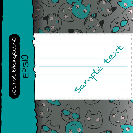Background template place for text cute cat faces patternのイラスト素材