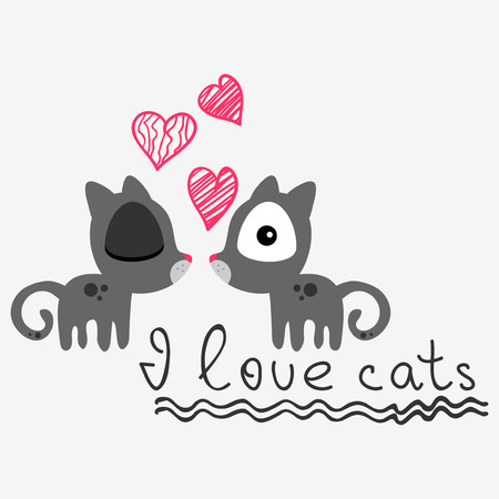 Cute card with little kittensのイラスト素材