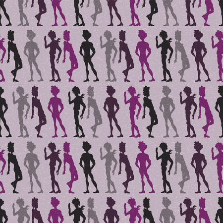 Seamless pattern with people silhouettesのイラスト素材