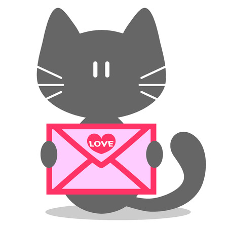 Cute kitten holding love letterのイラスト素材