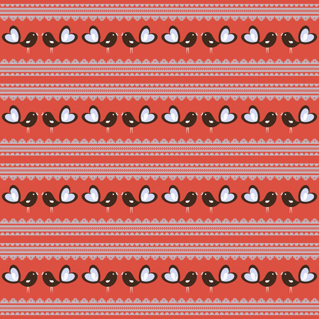 Decorative seamless pattern with lace and birdsのイラスト素材