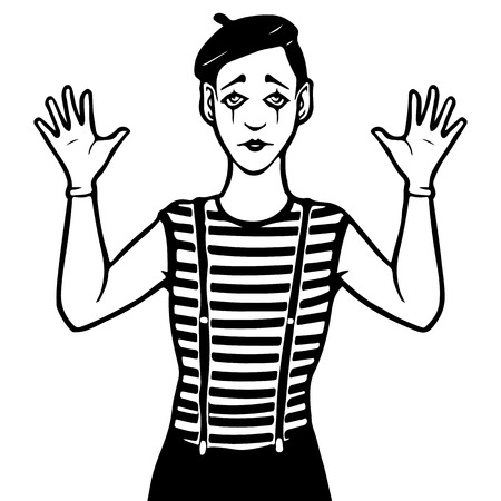 Mime vector illustration, black and whiteのイラスト素材