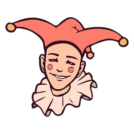 Harlequin head isolated on whiteのイラスト素材