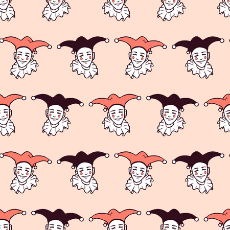 Seamless pattern with harlequin faces  Vector seamless texture for wallpapers, pattern fills, web page backgroundsのイラスト素材