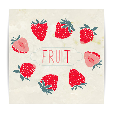 Fruit card template, strawberriesのイラスト素材