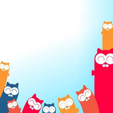 Colorful cartoon cats illustration with place for your textのイラスト素材
