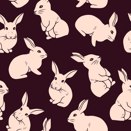 Seamless pattern with cute white rabbits  Vector seamless texture for wallpapers, pattern fills, web page backgroundsのイラスト素材
