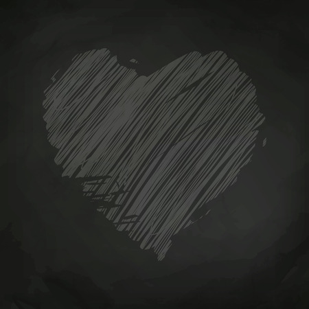 Heart drawn in chalk on blackboardのイラスト素材