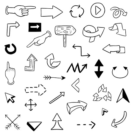 set of various hand drawn arrowsのイラスト素材