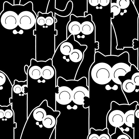 Seamless pattern with funny cats. Vector seamless texture for wallpapers, pattern fills, web page backgroundsのイラスト素材