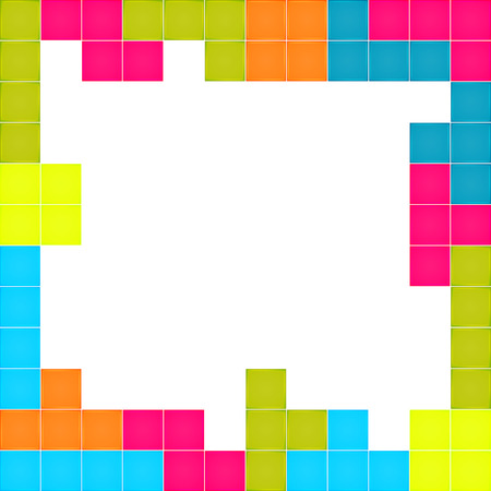 Frame made of colorful blocks puzzle video gameのイラスト素材