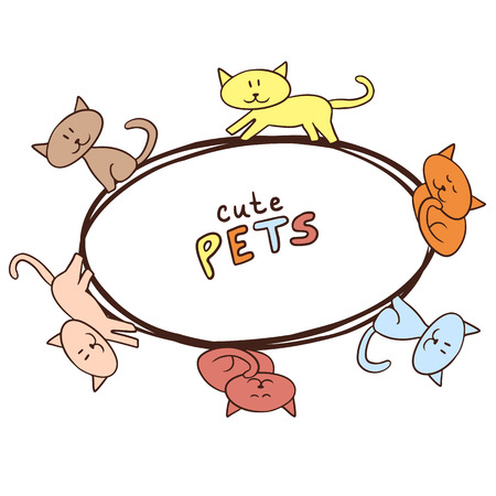 Banner with cute catsのイラスト素材