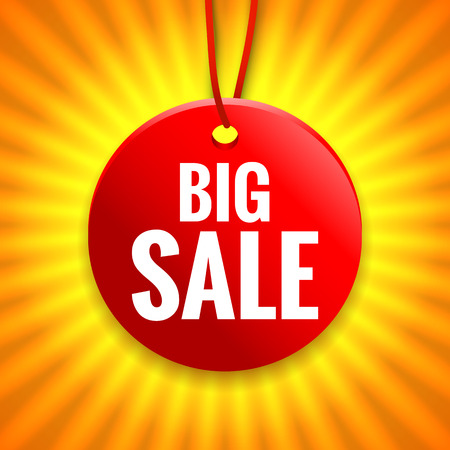 Big sale tag on bright backgroundのイラスト素材