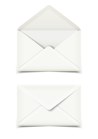 Two blank white vector envelopes isolated on whiteのイラスト素材