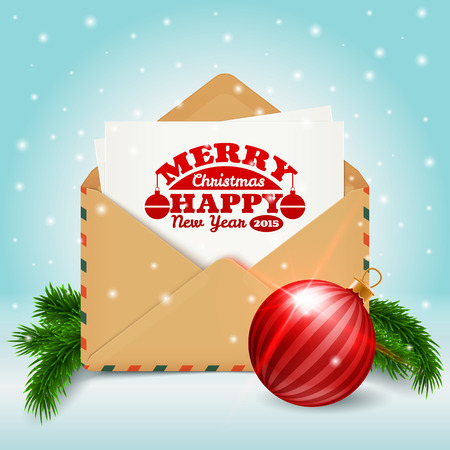 Merry Christmas and Happy New Year postcardのイラスト素材