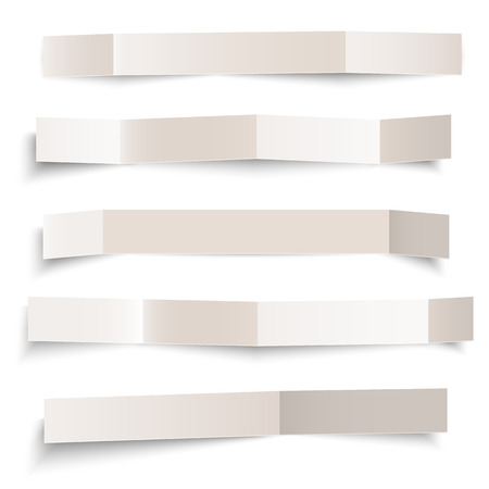 Set of white blank paper vector folded banners isolated on white, vector illustrationのイラスト素材