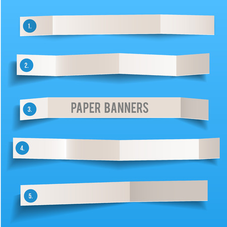 Set of white blank paper vector folded banners, vector illustrationのイラスト素材