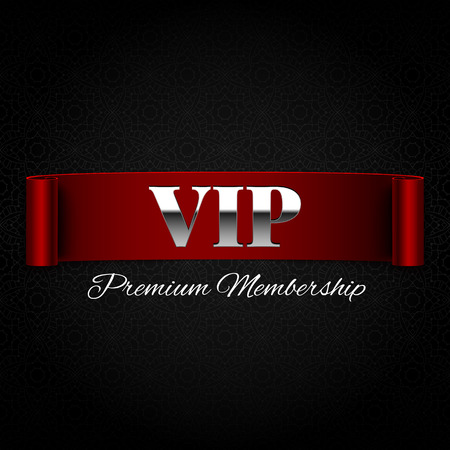 Vip text on red ribbon vector illustrationのイラスト素材