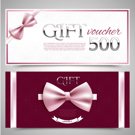Vector gift vouchers with decorative bowsのイラスト素材