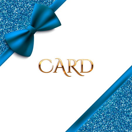 Invitation decorative card template with blue bow and shiny glitterのイラスト素材