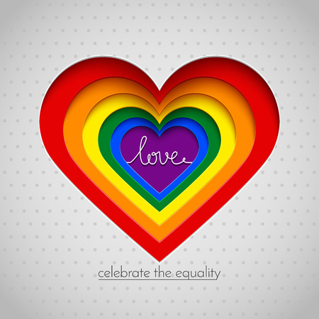 Rainbow vector heart celebrate the equality of loveのイラスト素材
