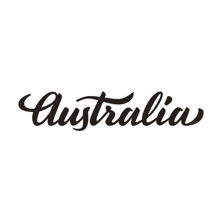 'Australia' handwritten text, brush pen lettering, t-shit, poster, logo design, vector illustrationのイラスト素材