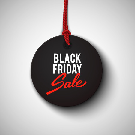 Black Friday sale black tag, round banner, advertising, vector illustration