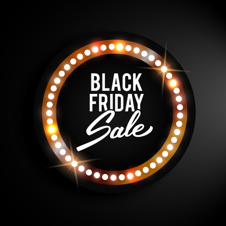 Black Friday advertising banner, retro shiny label, vector illustrationのイラスト素材